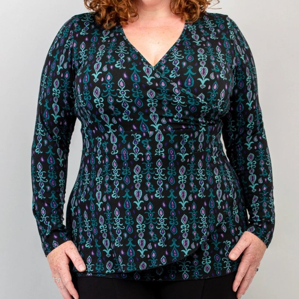 Blue Sky Bamboo Long Sleeve Wrap Top